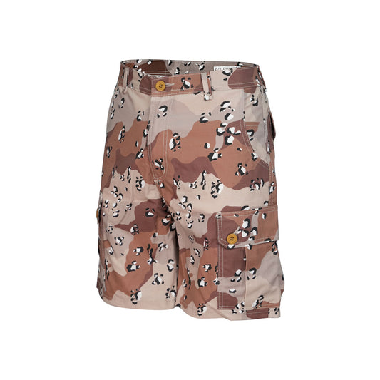 Bermuda cargo camuflada estilo streetwear premium, Colección Sahara de Creep Brand.