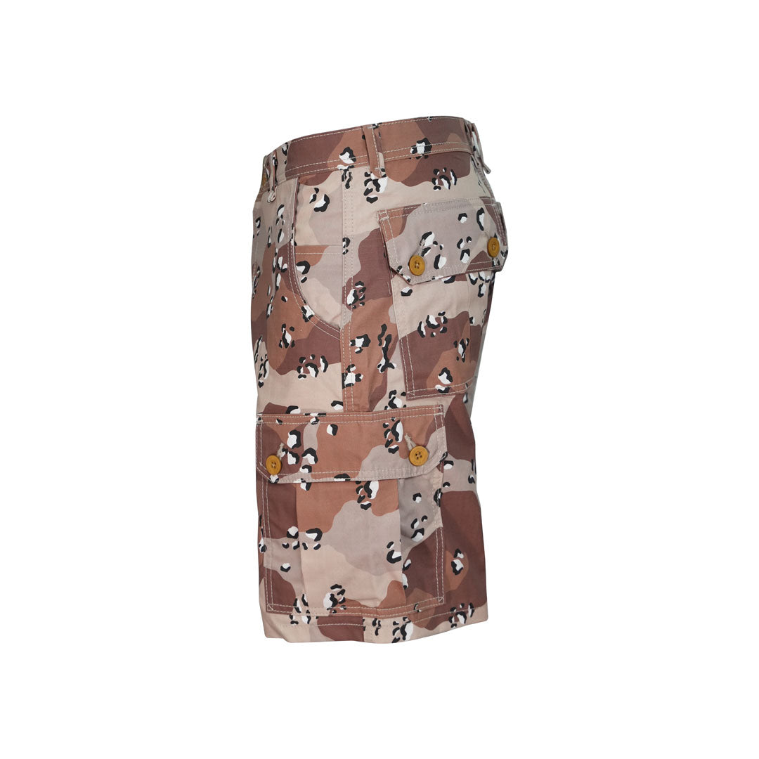 Bermuda cargo camuflada Lateral, Colección Sahara de Creep Brand.